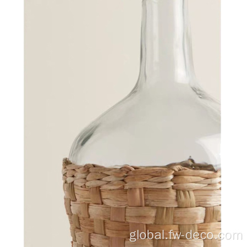 Paper String Glass Vase decorative bottle paper string wrapped clear glass vase Factory